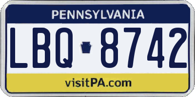 PA license plate LBQ8742