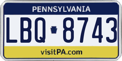 PA license plate LBQ8743