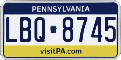 PA license plate LBQ8745