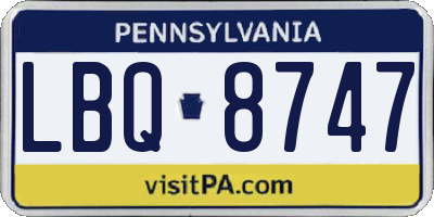 PA license plate LBQ8747