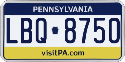 PA license plate LBQ8750