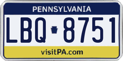 PA license plate LBQ8751