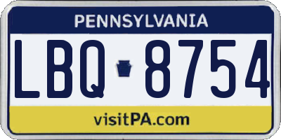 PA license plate LBQ8754