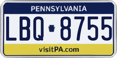 PA license plate LBQ8755