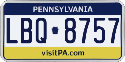 PA license plate LBQ8757