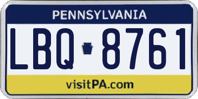 PA license plate LBQ8761