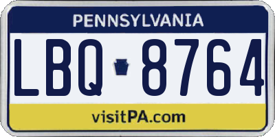 PA license plate LBQ8764