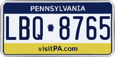 PA license plate LBQ8765