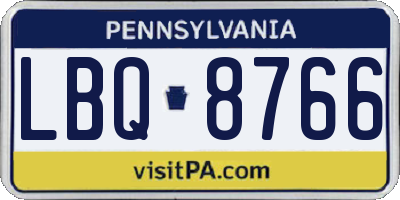 PA license plate LBQ8766