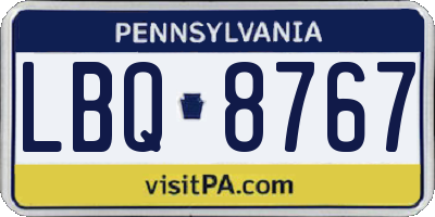 PA license plate LBQ8767