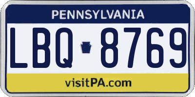 PA license plate LBQ8769