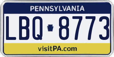 PA license plate LBQ8773