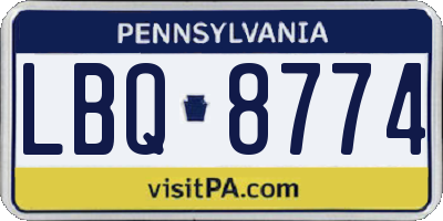 PA license plate LBQ8774