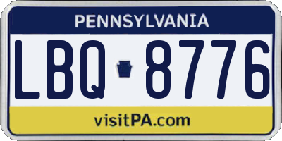 PA license plate LBQ8776