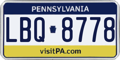 PA license plate LBQ8778