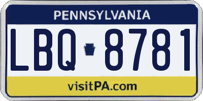 PA license plate LBQ8781