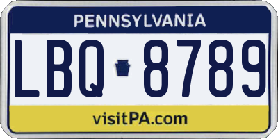 PA license plate LBQ8789