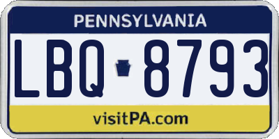 PA license plate LBQ8793
