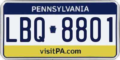 PA license plate LBQ8801