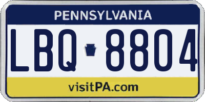 PA license plate LBQ8804