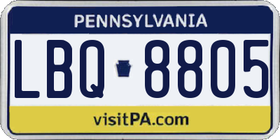 PA license plate LBQ8805