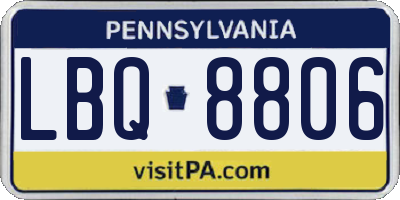 PA license plate LBQ8806