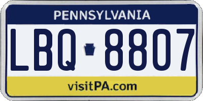 PA license plate LBQ8807
