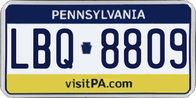 PA license plate LBQ8809