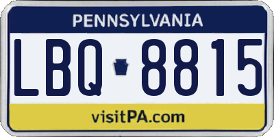 PA license plate LBQ8815