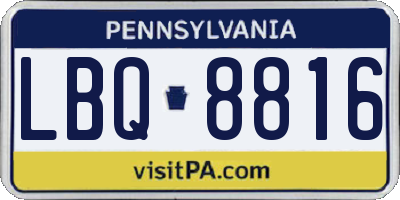 PA license plate LBQ8816