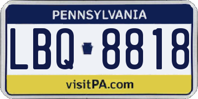 PA license plate LBQ8818