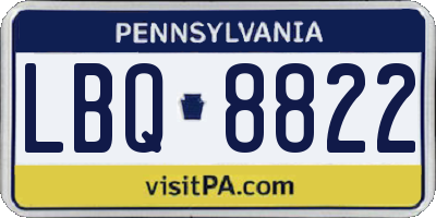 PA license plate LBQ8822