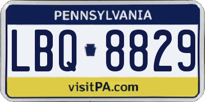 PA license plate LBQ8829