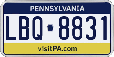 PA license plate LBQ8831