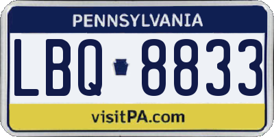PA license plate LBQ8833