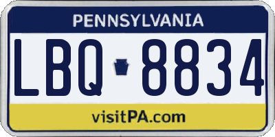 PA license plate LBQ8834