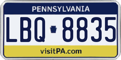 PA license plate LBQ8835
