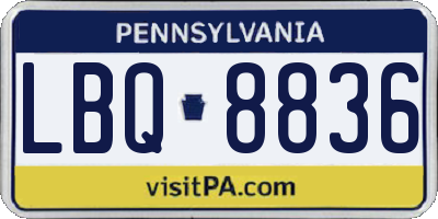 PA license plate LBQ8836