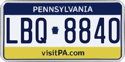 PA license plate LBQ8840