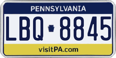 PA license plate LBQ8845