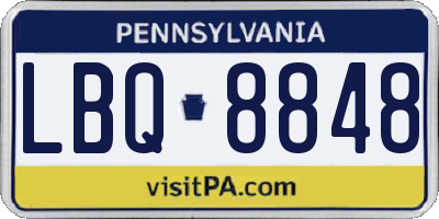 PA license plate LBQ8848