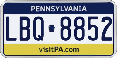 PA license plate LBQ8852