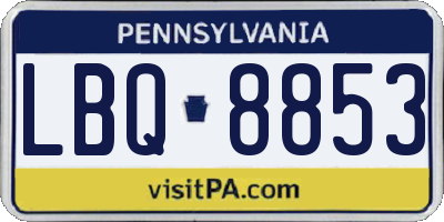PA license plate LBQ8853