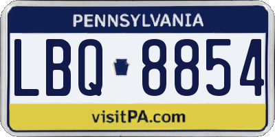 PA license plate LBQ8854