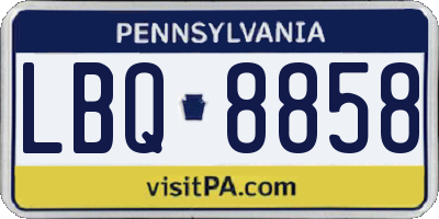 PA license plate LBQ8858