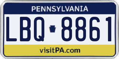 PA license plate LBQ8861