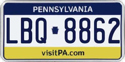 PA license plate LBQ8862