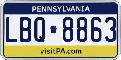 PA license plate LBQ8863