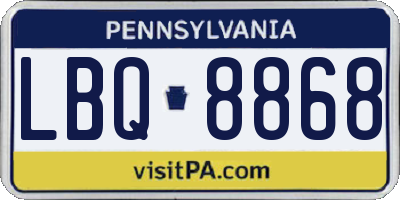 PA license plate LBQ8868