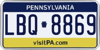 PA license plate LBQ8869